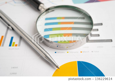 Pen on chart graph paper. Finance, account, statistic, investment data economy, stock exchange business. Pen on chart graph paper. Finance, account, statistic, investment data economy, stock exchange business. 136229614