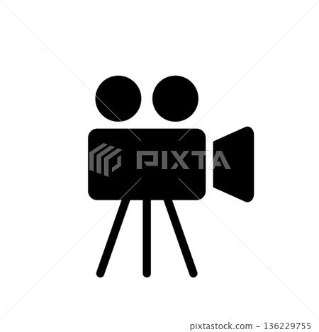 帶有三腳架的攝影機圖標 136229755