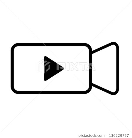 Video camera outline with play mark 136229757
