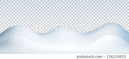 3d white snow hill vector on transparent background. Winter scene landscape . White blue ice mound. 3d white snow hill vector on transparent background. Winter scene landscape . White blue ice mound. 136229853