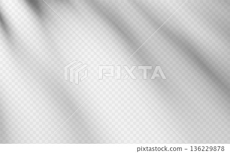 Soft delicate ray shadow overlay light effect on a transparent background. 136229878