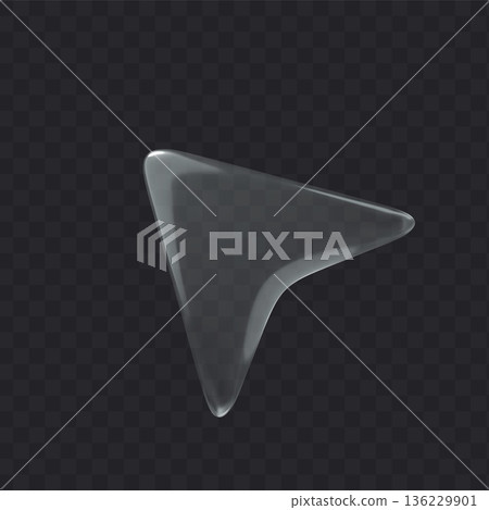 3d glass icon cursor on dark transparent background. Arrow shape vector element. 3d glass icon cursor on dark transparent background. Arrow shape vector element. 136229901