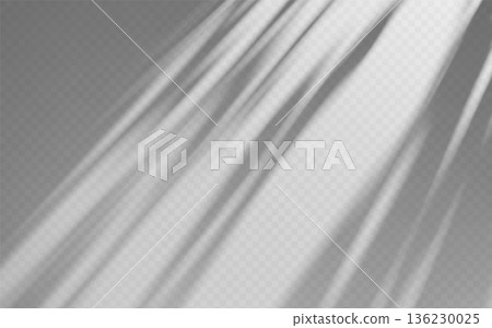 Rays light effect on a transparent background. Abstract shadow overlay on wall 136230025