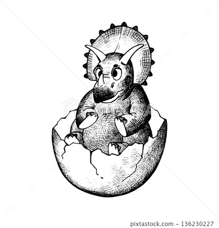 A cute little triceratops sits in its shell A cute little triceratops sits in its shell 136230227