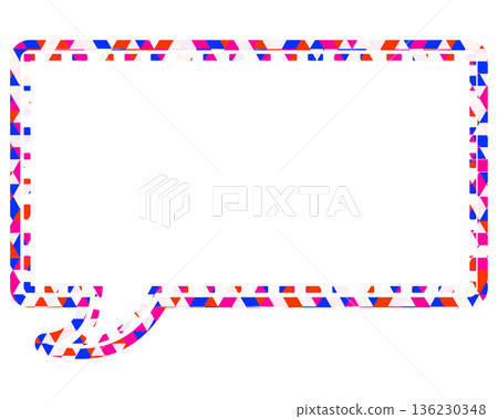 Stained glass style speech bubble, triangle pattern, square 136230348