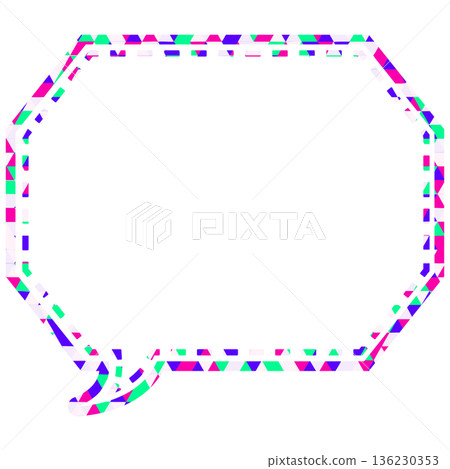 Stained glass style speech bubble, triangular pattern, octagonal shape with corners 136230353