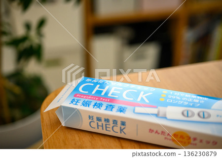 Pregnancy test on the desk Pregnancy test on the desk 136230879