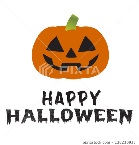 Happy Halloween pumpkin illustration with smiling jack o lantern face 136230935