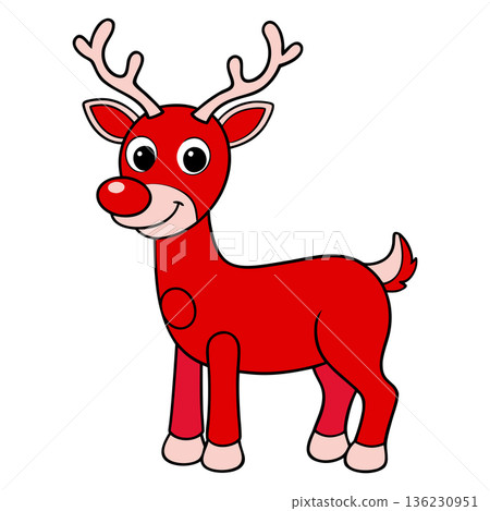 Red Nosed Reindeer Illustration for Christmas Card Designs and Decorations Red Nosed Reindeer Illustration for Christmas Card Designs and Decorations 136230951