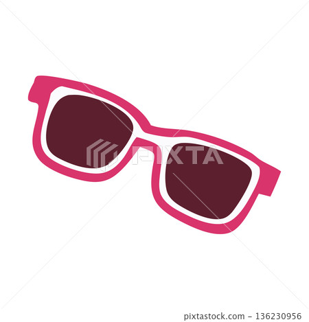 Stylish pink sunglasses isolated on white background for summer vibes Stylish pink sunglasses isolated on white background for summer vibes 136230956