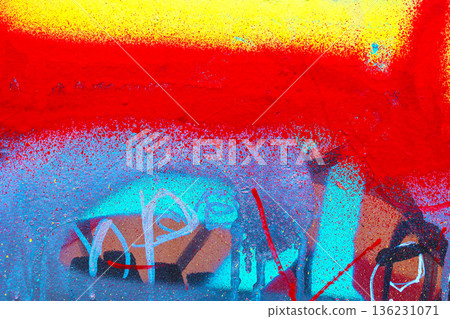 Abstract Graffiti in Red, Blue, Yellow Colors with Urban Street Art Style, Inspired by 90s Visuals Abstract Graffiti in Red, Blue, Yellow Colors with Urban Street Art Style, Inspired by 90s Visuals 136231071
