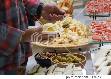 catering buffet for events with food and drinks. close-up of a buffet with appetizers catering buffet for events with food and drinks. close-up of a buffet with appetizers 136231108