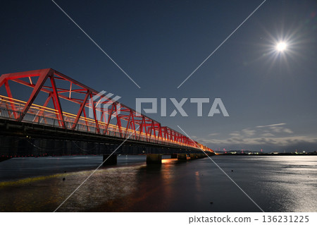 Ibi-Nagara Bridge under the moonlight Ibi-Nagara Bridge under the moonlight 136231225