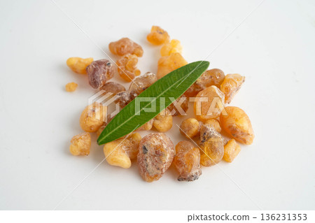 Frankincense or olibanum aromatic resin used in incense and perfumes. 136231353
