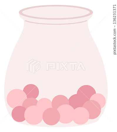 Marble balls in glass jar. Cozy interior decoration Marble balls in glass jar. Cozy interior decoration 136231371
