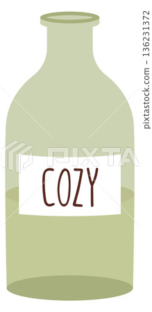 Glass bottle with cozy label. Aroma liquid for home interior 136231372