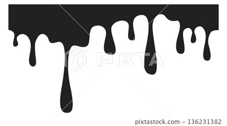 Ink dripping from top. Black drop blob shape 136231382