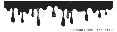 Black paint dripping. Creative grunge horizontal border Black paint dripping. Creative grunge horizontal border 136231388
