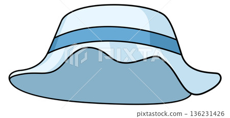 Summer white hat cartoon icon. Textile cap 136231426