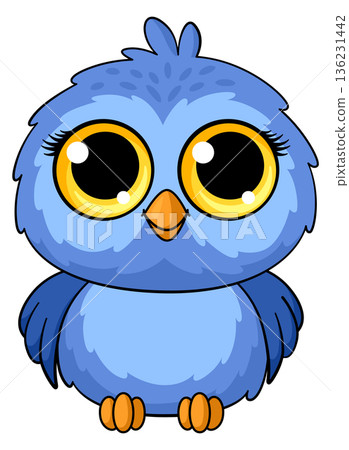 Blue bird baby. Cartoon funny animal character 136231442