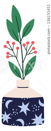 Floral vase icon. Green decor botany element Floral vase icon. Green decor botany element 136231451
