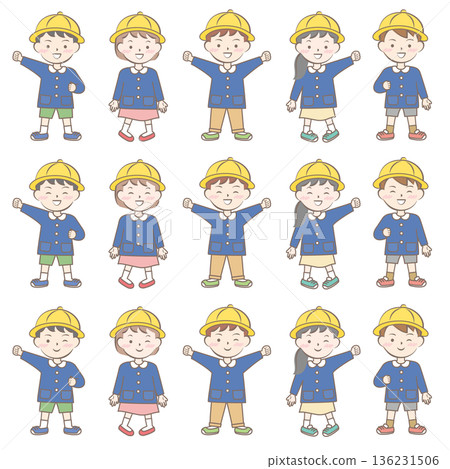 身穿校服、罩衫和全身服飾的兒童 136231506