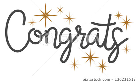 Greeting card lettering. Hand drawn congrats word 136231512