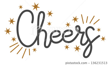 Cheers lettering. Hand script style celebration word 136231513