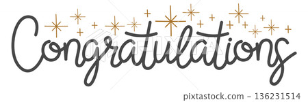 Hand drawn congratulation text. Decorative calligraphy sign Hand drawn congratulation text. Decorative calligraphy sign 136231514