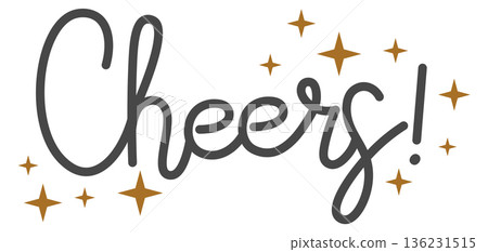 Cheers word in decorative lettering style. Handwritten script word Cheers word in decorative lettering style. Handwritten script word 136231515