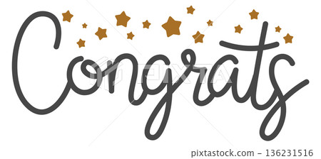 Calligraphic congrats word. Decorative lettering script element Calligraphic congrats word. Decorative lettering script element 136231516