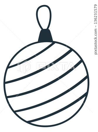 Christmas tree glass bauble. Winter holiday decoration icon 136231579