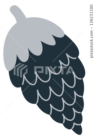 Pine cone drawing. Decorative natural winter element 136231580