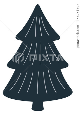 Pine doodle. Christmas tree drawing. Holiday symbol 136231592