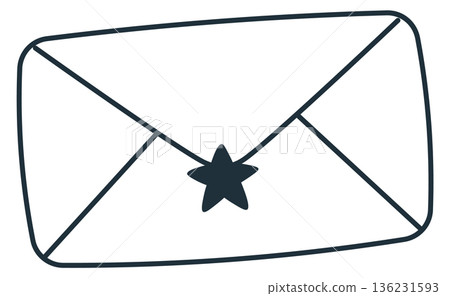 Letter doodle. Paper mail envelope line drawing 136231593