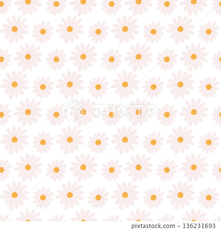 Daisy flowers pattern. Seamless chamomile bloom background 136231693