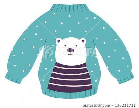 Winter sweater with polar bear print. Season fashion 136231711