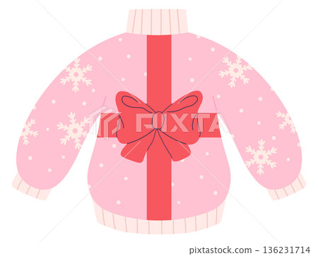 Christmas sweater. Traditional holiday gift cartoon icon Christmas sweater. Traditional holiday gift cartoon icon 136231714