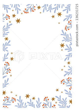 Floral ornament square frame. Botanical motif border 136231725