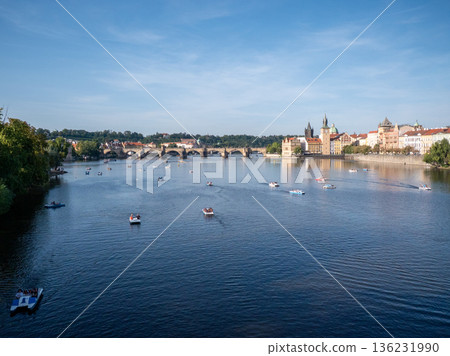 Vltava River in Prague, Czech Republic, captured from the Legii Bridge. Vltava River in Prague, Czech Republic, captured from the Legii Bridge. 136231990