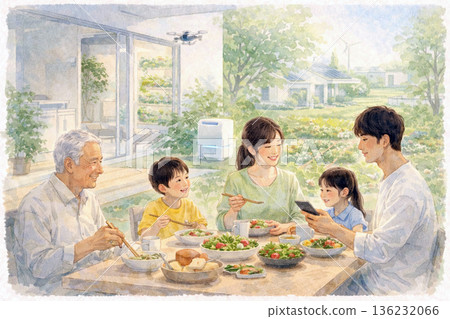 2030年日本的多代家庭：一種與自然和餐桌緊密相連的生活方式 136232066