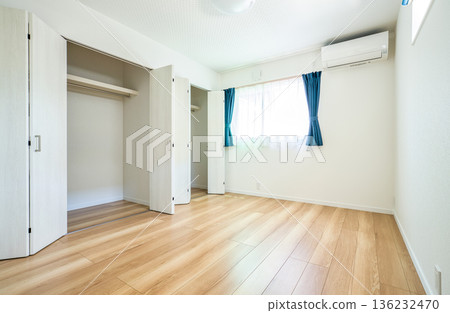 Residential image New house Closet and windows in a white-walled room Residential image New house Closet and windows in a white-walled room 136232470