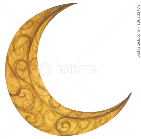 Watercolor ramadan crescent moon illustration, ramadhan kareem mubarak greeting, golden lantern celestial night, Islamic muslim religious celebration, middle eastern art. Watercolor ramadan crescent moon illustration, ramadhan kareem mubarak greeting, golden lantern celestial night, Islamic muslim religious celebration, middle eastern art. 136232475