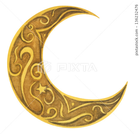 Watercolor ramadan crescent moon illustration, ramadhan kareem mubarak greeting, golden lantern celestial night, Islamic muslim religious celebration, middle eastern art. Watercolor ramadan crescent moon illustration, ramadhan kareem mubarak greeting, golden lantern celestial night, Islamic muslim religious celebration, middle eastern art. 136232476