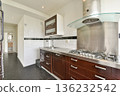 Stylish and contemporary kitchen showcasing sleek cabinetry, stainless steel appliances, and minimalist aesthetics. A blend of functionality and elegance. 136232542