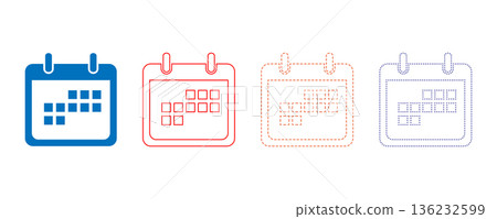Calendar Icons for Scheduling and Planning. Stylized Calendar Icon. Calendar Icons for Scheduling and Planning. Stylized Calendar Icon. 136232599