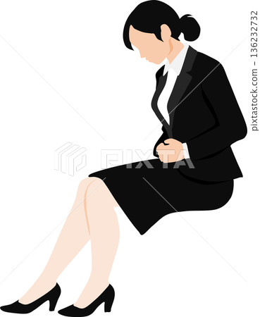 Illustration of a woman nervous at a job interview 136232732