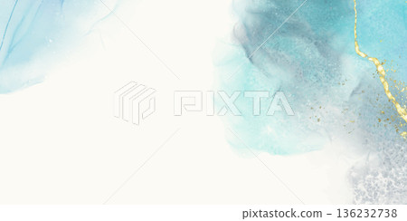 Blue Watercolor Abstract with Gold Accents vector Blue Watercolor Abstract with Gold Accents vector 136232738