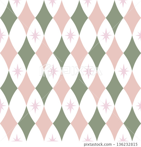 Seamless harlequin diamond pattern in vintage circus style with playful geometric shapes and star elements. Retro background inspired by carnival and party themes, perfect for baby nursery decor, kids Seamless harlequin diamond pattern in vintage circus style with playful geometric shapes and star elements. Retro background inspired by carnival and party themes, perfect for baby nursery decor, kids 136232815