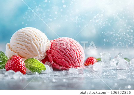 Refreshing strawberry and vanilla ice cream AI image Refreshing strawberry and vanilla ice cream AI image 136232836